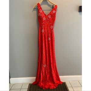 Jovani red lace dress